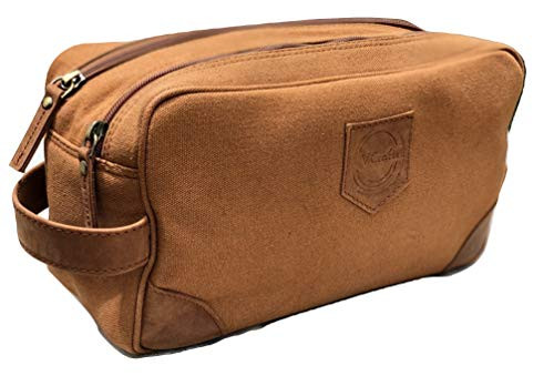 Unisex Toiletry Bag Travel Dopp Kit Vintage Leather Canvas Travel Toiletry Bag Shaving Dopp Kit Men's Travel Toiletry Organizer Bag Water-resistant Shaving Dopp Kit Bathroom Bag