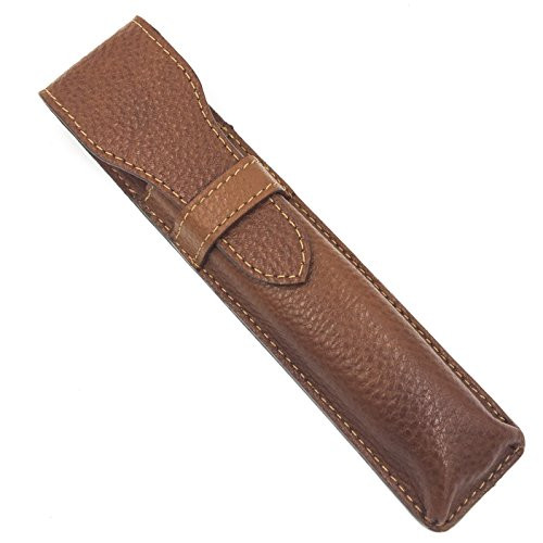 Leather Saddle Brown Protective/Travel Case for Straight, Shavette and Barber Razors - from Parker Safety Razor
