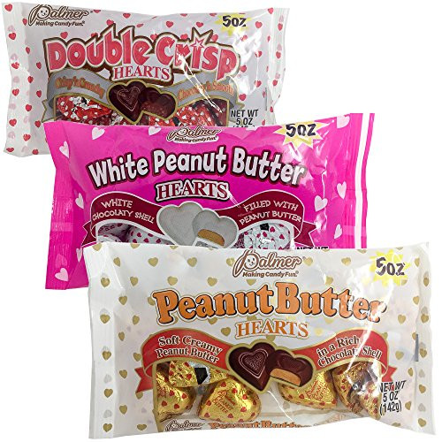 Palmer Valentine Chocolate Hearts | White Peanut Butter Shell, Peanut Butter Soft Cream & Double Crisp & Crunchy Smooth Chocolate Candy | 3 Pack 5 Oz Each (Love)