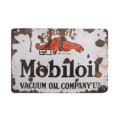 PEI's Retro Vintage Tin Metal Sign, Gargoyle Mobil Oil, Wall Decor for Garage Home Man Cave Bar, 8x12/20x30cm PEI's Retro Vintage Tin Metal Sign, Gargoyle Mobil Oil, Wall Decor for Garage Home Man Cave Bar, 8x12/20x30cm