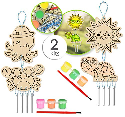 Wind Chime Kits DIY Wind Chimes Kits Craft Wind Chimes Kids Wind Chime Kit Wind Chime Making Kit Windchime Kits for Kids Color Your Own Wind Chime Kids Create Your Own Wind Chime (2 Pk Variety)