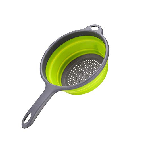 Food Strainers,Foldable Silicone Strainers,Collapsible Colanders with Handles,Kitchen Strainers Colander, 2 quart (Green)