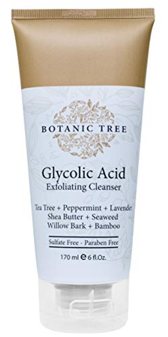 Glycolic Acid Face Wash Exfoliating Cleanser 6oz w/10% Glycolic Acid- AHA For Wrinkles and Lines Reduction-Acne Face Wash For a Deep Clean- Contains Organic Extracts Such As Bamboo, Shea Butter,And Tea Tree. It Helps For Cystic Acne.
