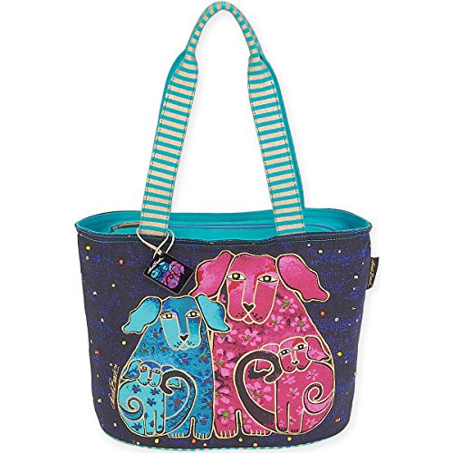 Laurel Burch LB5563 Medium Tote Blossoming Pups, 14" x 6.25" x 10"