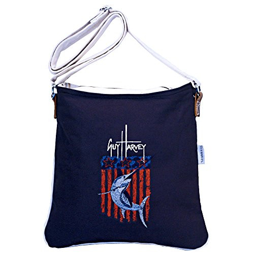 Guy Harvey Cross body with Embroidered Blue Marlin and American Flag