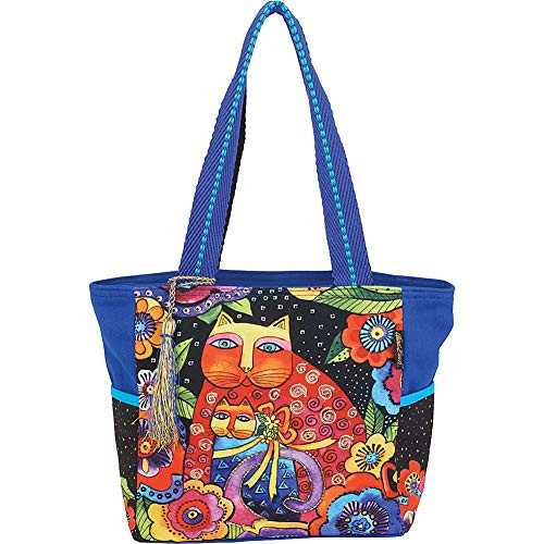 Laurel Burch Mother Daughter In Flowers Medium Tote (Blue)