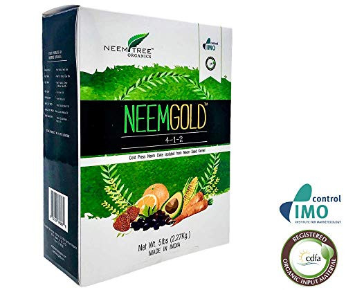 NeemTree Organic Neem Gold (4-1-2 ) 5 Pounds Organic - Neem Seed Meal Fertilizer- Vegan Neem Seed Meal Fertilizer | OMRI approved