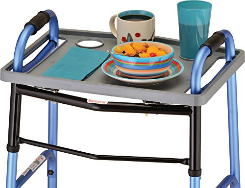 NOVA Walker Tray, Food Tray with 2 Cup Holders for Folding Walker, Fits on Most Folding Walkers