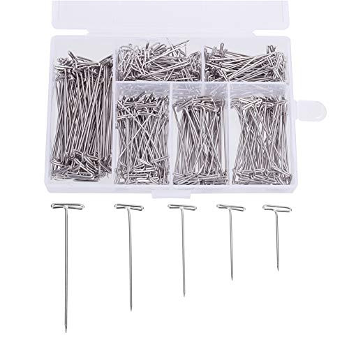 CCINEE 450pc 1 Inch-2 Inch Wig T-pins Nickel Plated Stainless Steel T Pins with Plastic Transparent Package Box CCINEE 450pc 1 Inch-2 Inch Wig T-pins Nickel Plated Stainless Steel T Pins with Plastic Transparent Package Box