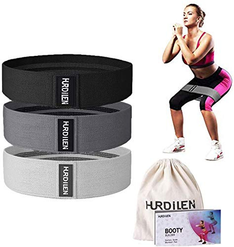 Hurdilen Resistance Bands Loop Exercise Bands Booty Bands - Workout Bands Hip Bands Wide Resistance Bands Hip Resistance Band for Legs and Butt - Activate Glutes and Thighs (Black,Grey,Light Grey)