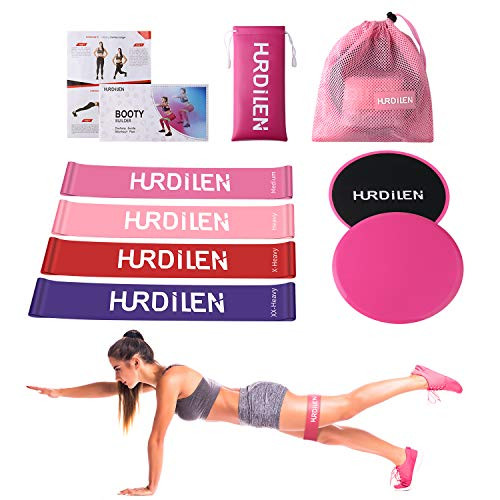 Hurdilen Resistance Loop Bands with Exercise Sliders,Resistance Exercise Bands for Home Fitness, Crossfit, Stretching, Strength Training,Physical Therapy,Natural Latex Workout Bands,Pilates Flexba Hurdilen Resistance Loop Bands with Exercise Sliders,Resistance Exercise Bands for Home Fitness, Crossfit, Stretching, Strength Training,Physical Therapy,Natural Latex Workout Bands,Pilates Flexba