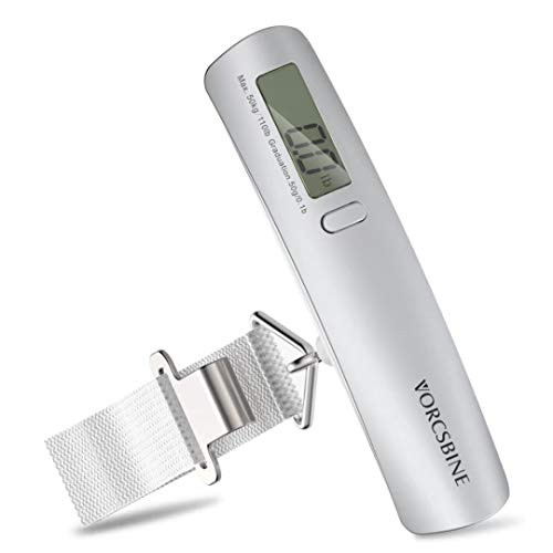 VORCSBINE Digital Luggage Scale, 110lbs Hanging Baggage Electronic Scale with Large LCD Display, Portable Suitcase Weighing Scale, Travel Luggage Weight Scale with Hook, Strong Straps for Travelers VORCSBINE Digital Luggage Scale, 110lbs Hanging Baggage Electronic Scale with Large LCD Display, Portable Suitcase Weighing Scale, Travel Luggage Weight Scale with Hook, Strong Straps for Travelers
