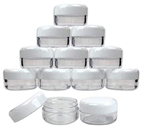 10ML (10g) White Empty Plastic Cosmetic Jars Face Creams Bottle Sample Lotion Glitter Storage Container Lip Balm Travel Tester Nial Arts Box (25PCS)