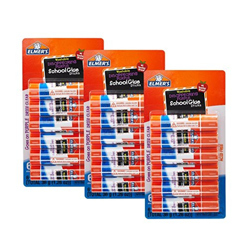 Elmer's Washable Disappearing Purple Glue Sticks, Acid Free, 6 Count (3 Pack)