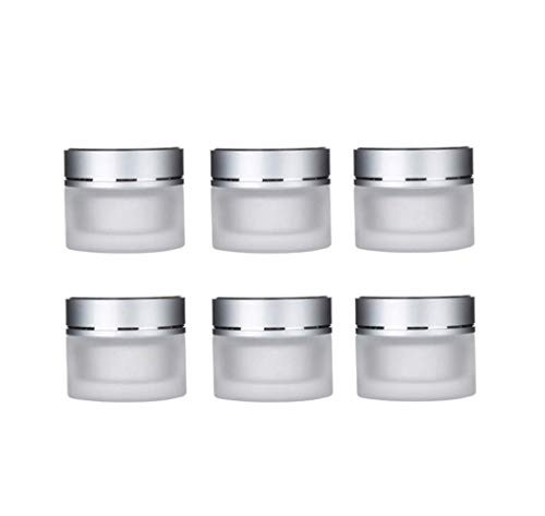 6PCS Empty Frosted Glass Refillable Cosmetic Jars Pot Bottles Container For Cream Lip Balm Makeup Lotion Sample Storage Salve Facial Mask (30ml)