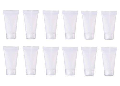 20PCS Clear Empty Refillable Plastic Soft Tubes Bottle Cosmetic Sample Bottles Jars Travel Makeup Container with Screw Cap For Lip Gloss Balm Body Lotion Shower Gel Shampoo Facial Cleanser (10ML)