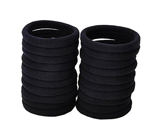 100PCS Thick Seamless Cotton Hair Bands Simply Hair Ties Ponytail Holders Headband Scrunchies Hair Accessories No Crease Damage for Thick Hair (Black)