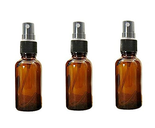 3Pcs 30ml 1oz Refillable Amber Glass Bottles with Black Fine Mist Sprayers Spray Bottle Atomizer Liquid Container Travel Makeup Sample Lotion for Essential Oils Perfume Aromatherapy