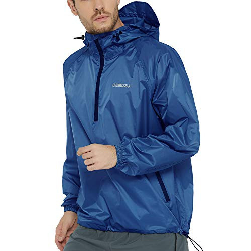 DEMOZU Men's Waterproof Hooded Rain Jacket Packable Lightweight Running Outdoor Hiking Camping Raincoat Windbreaker, L DEMOZU Men's Waterproof Hooded Rain Jacket Packable Lightweight Running Outdoor Hiking Camping Raincoat Windbreaker, L
