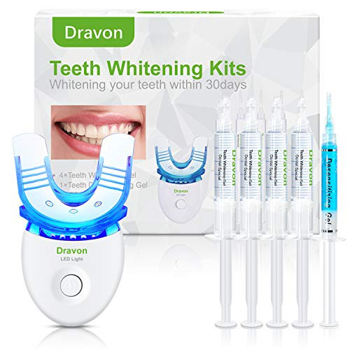Teeth Whitening, Teeth Whitener, Bright Teeth Whitening Kit, 4 Syringes of 5ml Professional 35% Carbamide Peroxide Tooth Whitening Gel,LED Light, Mouth Tray.