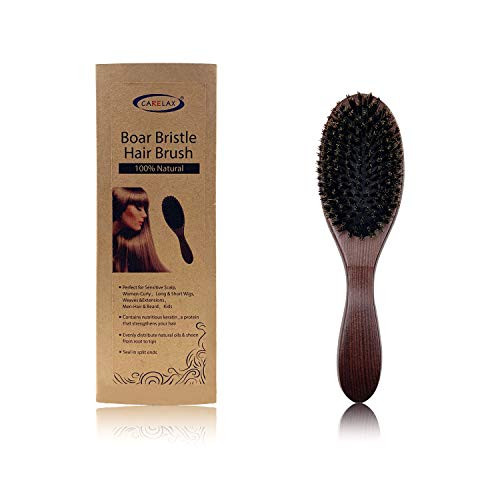 CARELAX Boar Bristle Hair Brush for Women and Men, Designed for Thin and Normal Hair, No static, Adds Shine & Improves Hair, Wooden Handle CARELAX Boar Bristle Hair Brush for Women and Men, Designed for Thin and Normal Hair, No static, Adds Shine & Improves Hair, Wooden Handle