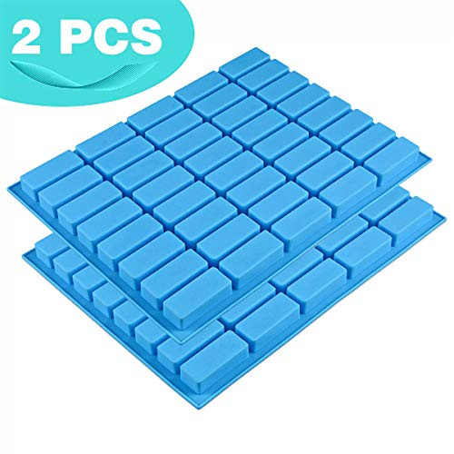 V-fox 2 Pcs/Pack 40 Cavities Rectangle Caramel Candy Silicone Molds for Chocolate Truffles, Ganache, Jelly, Candy and Praline, Ice Cube Tray, Random Color