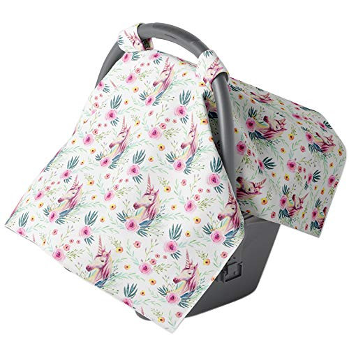 Carseat Canopy - Car seat Covers for Babies - Baby car seat Cover - Car seat Canopy for Newborn Girls Infants (Unicorn)