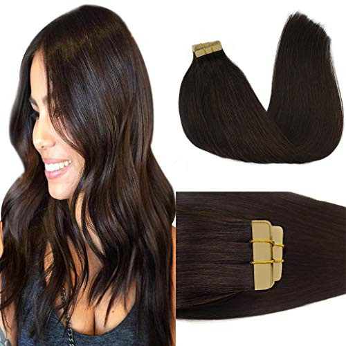 GOO GOO 20inch Hair Extensions Tape in Dark Brown Remy Human Hair Extensions Silky Straight Tape in Natural Hair Extensions 50g 20pcs GOO GOO 20inch Hair Extensions Tape in Dark Brown Remy Human Hair Extensions Silky Straight Tape in Natural Hair Extensions 50g 20pcs
