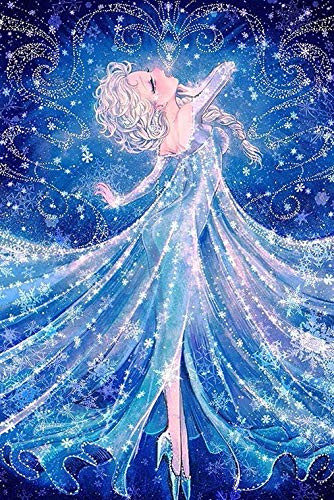 Full Drill Diamond Painting Frozen Princess by Number Kits,5D DIY Diamond Embroidery Crystal Rhinestone Cross Stitch Mosaic Paintings Arts Craft for Home Wall Decor(12X18inch/30X45CM)