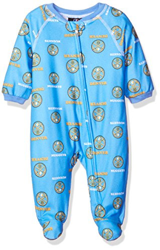 NBA Newborn Nuggets Sleepwear All Over Print Zip Up Coverall, 6-9 Months, Light Blue