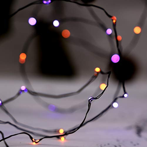 MIYA LIFE Halloween String Lights 10ft 60LEDs Copper Wire with Remote & Timer for Fall Thanksgiving Christmas Birthday Gift Autumn Indoor Outdoor Parties Home Bedroom Bar Decoration?Orange&Purple?
