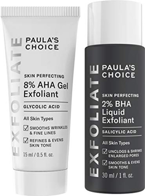Paula's Choice SKIN PERFECTING 8% AHA Gel Exfoliant & 2% BHA Liquid Travel Duo, Facial Exfoliants for Blackheads & Wrinkles, Face Exfoliators w/Glycolic Acid Salicylic Acid Paula's Choice SKIN PERFECTING 8% AHA Gel Exfoliant & 2% BHA Liquid Travel Duo, Facial Exfoliants for Blackheads & Wrinkles, Face Exfoliators w/Glycolic Acid Salicylic Acid