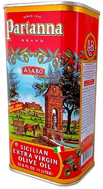 Partanna Extra Virgin Olive Oil | 33.8-Ounce Tin | Real Sicilian Extra Virgin Olive Oil (EVOO) | Italian Olive Oil | Made with 100% Nocellara del Belice Olives | Rich flavor perfect for cooking Partanna Extra Virgin Olive Oil | 33.8-Ounce Tin | Real Sicilian Extra Virgin Olive Oil (EVOO) | Italian Olive Oil | Made with 100% Nocellara del Belice Olives | Rich flavor perfect for cooking