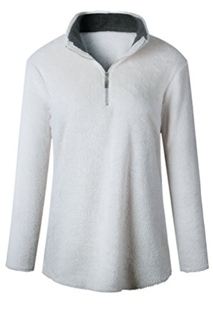 Alelly Women's Zipper Sherpa Pullover Soft Fuzzy Fleece Sweatshirt Jacket Sweater Winter Coat Beige Alelly Women's Zipper Sherpa Pullover Soft Fuzzy Fleece Sweatshirt Jacket Sweater Winter Coat Beige