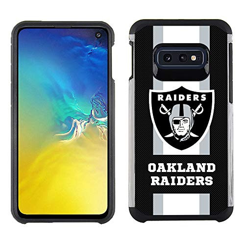 Samsung S10E - NFL Licensed Oakland Raiders - Pebble Grain Striped Protective Case
