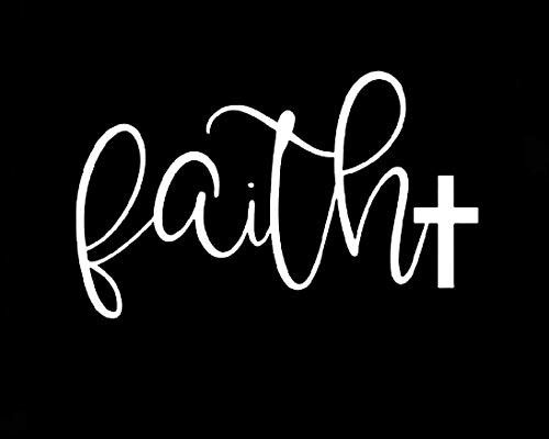 Makarios LLC Faith with Cross MKR Decal Vinyl Sticker |Cars Trucks Vans Walls Laptop|White|5.5 x 3.5 in|MKR1085 Makarios LLC Faith with Cross MKR Decal Vinyl Sticker |Cars Trucks Vans Walls Laptop|White|5.5 x 3.5 in|MKR1085