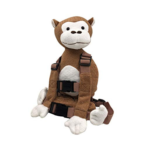 Berhapy 2 in 1 Monkey Toddler Safety Harness Backpack Children's Walking Leash Strap (White)