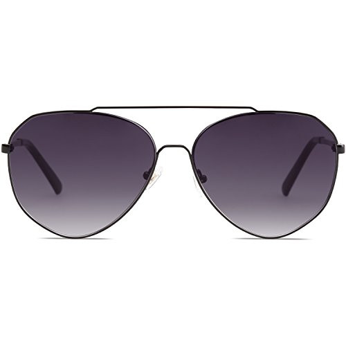 SOJOS Oversized Aviator Sunglasses Mirrored Flat Lens for Men Women UV400 SJ1083 with Black Frame/Gradient Grey Lens