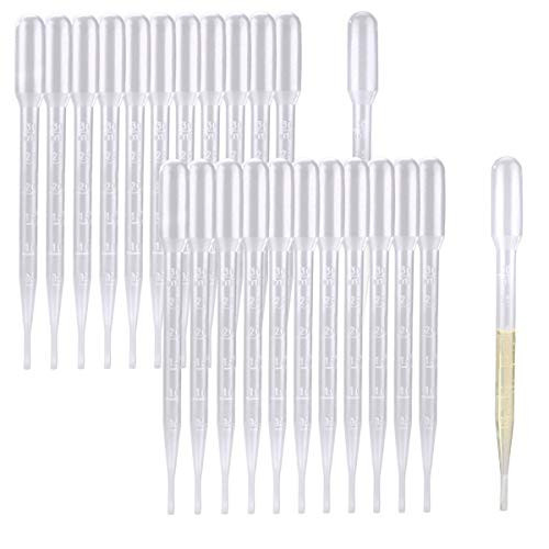 200PCS 3ml Disposable Plastic Transfer Pipettes, Moveland Calibrated Dropper Suitable for Essential Oils & Science Laboratory