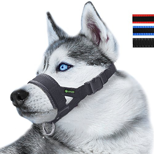 Lepark Nylon Dog Muzzle for Small,Medium,Large Dogs Prevent from Biting,Barking and Chewing,Adjustable Loop(XXXL/Black)