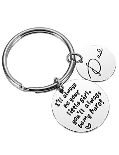 Dad Keychain Father's Day Keychain - I'll Always Be Your Little Girl, You'll Always Be My Hero! Dad Keychain Father's Day Keychain Gift Dad Keychain Father's Day Keychain - I'll Always Be Your Little Girl, You'll Always Be My Hero! Dad Keychain Father's Day Keychain Gift
