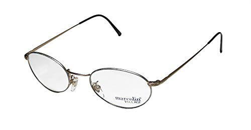 Marcolin Village 38 Mens/Womens Designer Full-rim Eyeglasses/Spectacles (50-21-145, Gold / Blue)