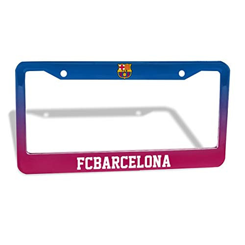 AQC16FC Soccer FC Barcelona License Plate Frame,Aluminum License Plate Holder 12x6 in,License Tag Car Frames for Us Standard (2 Pack)