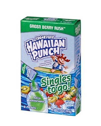 Hawaiian Punch Singles To Go Powder Sticks, Water Drink Mix, 8 Count (Green Berry Rush, Pack - 3)