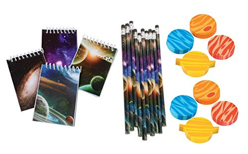 Nikki's Knick Knacks 36 Piece Outer Space Stationary Set- Pencils, Notepads, and Erasers