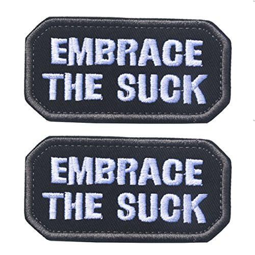 ODSP 2PCS Embrace The Suck Funny Military Tactical Morale Desert Badge Embroidery Hook & Loop Patch 3.15" x 1.57" Sized for Operator Caps, Hats, Bags,Jackets Clothes,Clothing,Jeans,Backpacks