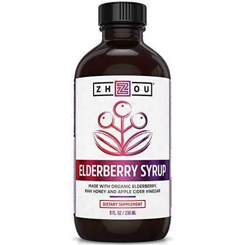 Zhou Nutrition Elderberry Syrup - Organic Sambus Black Elderberry, Raw Honey, Apple Cider Vinegar & Propolis - Immune System Booster During Cold Winter Months