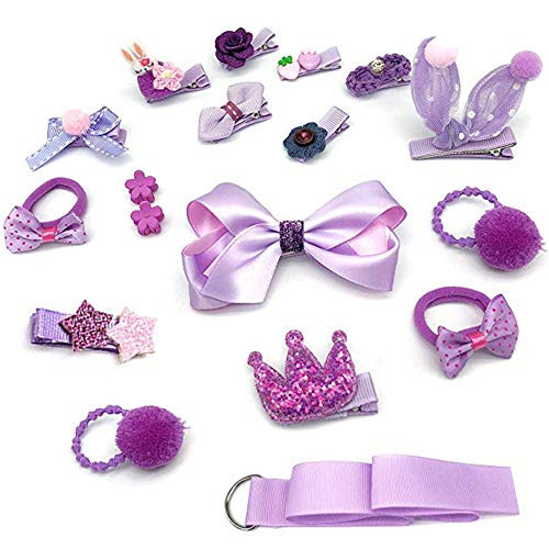 Kalolary Girls Hair Clips Hair Bows Ties, Little Girls Hair Clips with Bows Flower Ponytail Holder Hairpins Set Hair Accessories for Baby Girls Teens Toddlers
