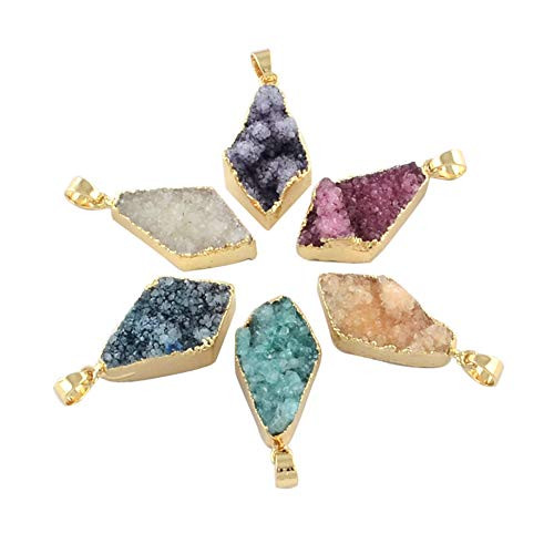 arricraft 5PCS Natural Agate Pendants, Rock Charms with Brass Findings, Gemstone Pendants for Necklace Bracelet Jewelry Craft Making-Rhombus