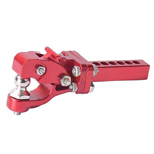 DJX Metal Tow Trailer Hook Hitch Receiver for 1:10 RC Crawler Car Traxxas TRX4 Axial SCX10 90046 90047 (Red)